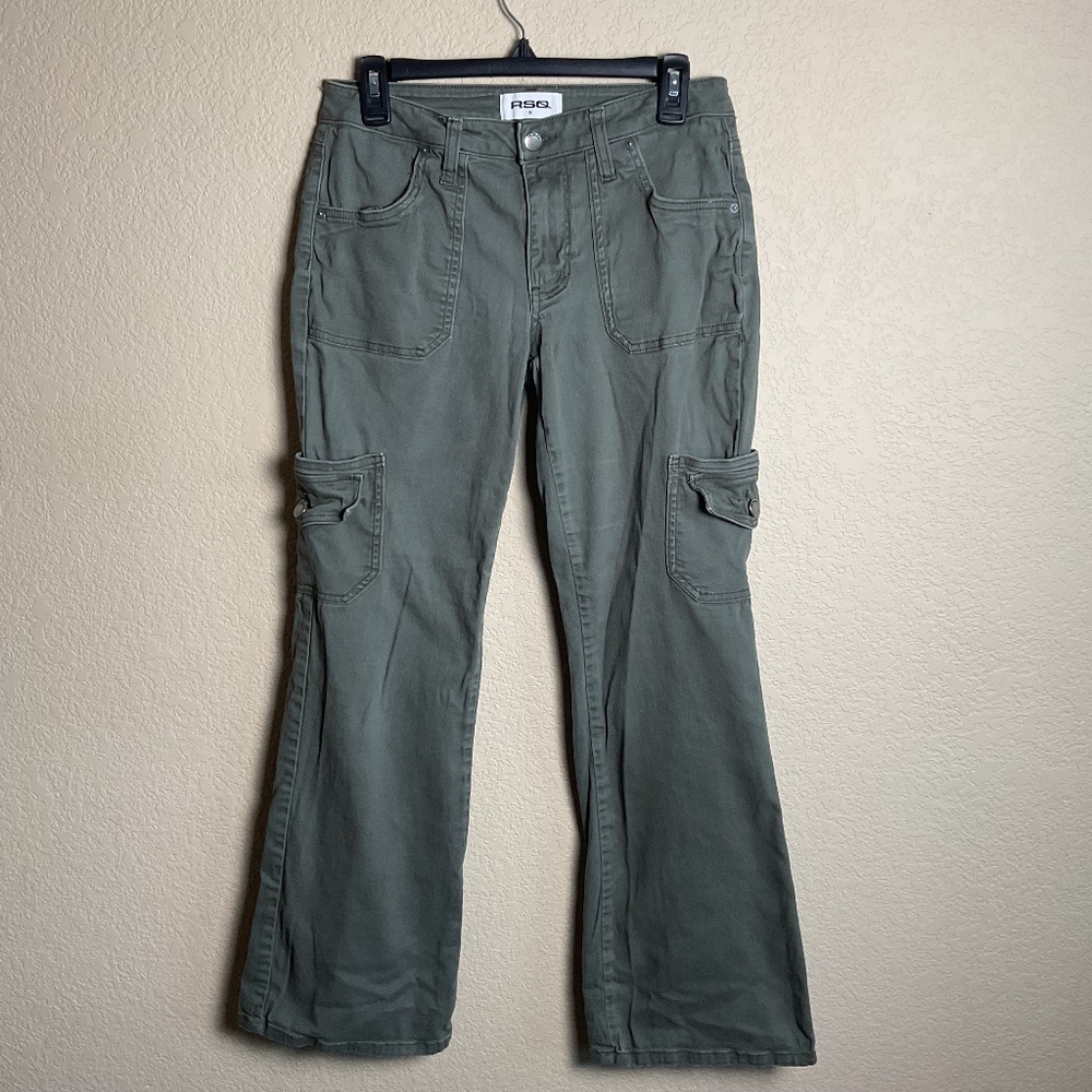 RSQ Womens 26 Army Green Cargo Style Pants Low Rise Y2K 98% Cotton